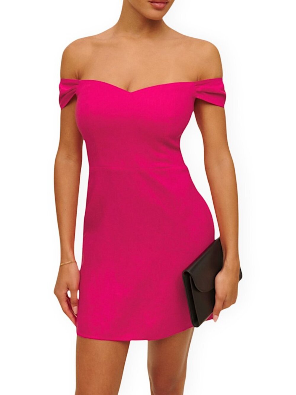 Reformation Gavina Corvette Pink Off the Shoulder Linen Mini Dress NWT New 8 - Picture 2 of 8